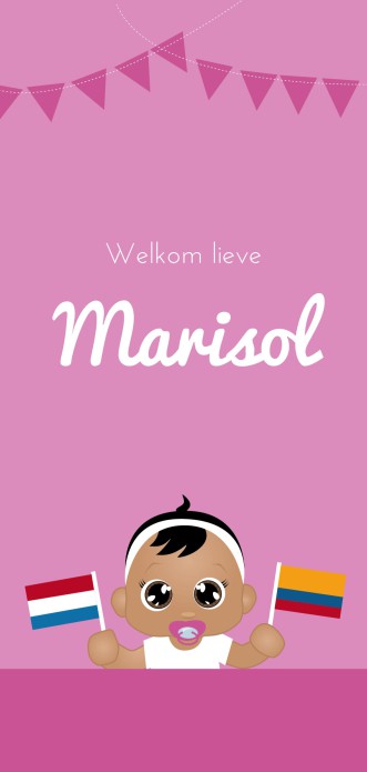 Meisje licht getinte huidskleur met vlaggen