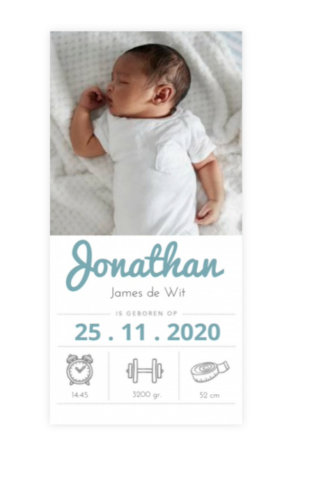 Newborn fotoshoot inclusief dertig geboortekaartjes voor