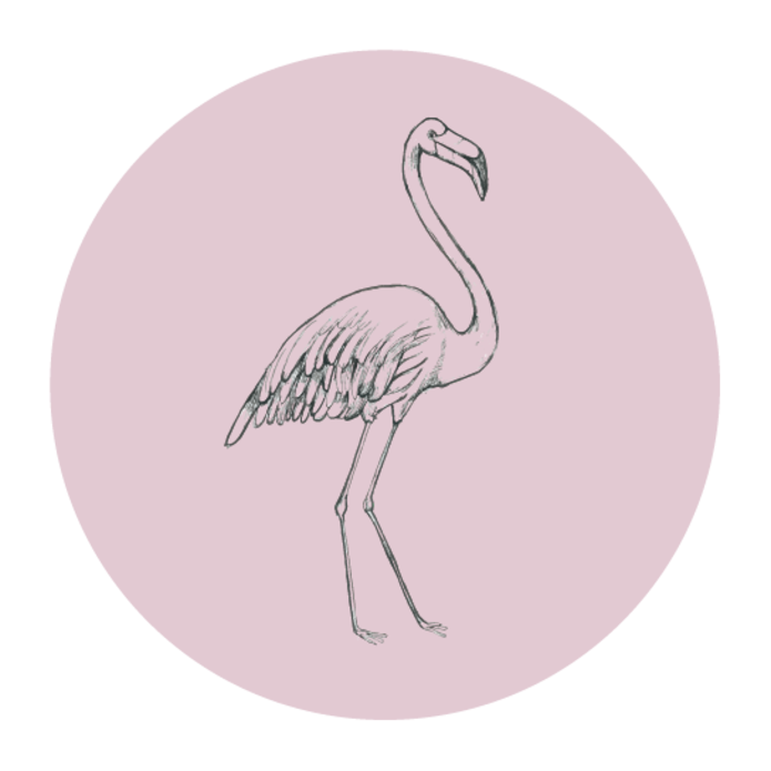 Sluitsticker roze met flamingo