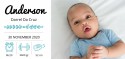 Geboortekaart liggend jongen - met babyfoto van 21x10cm voor