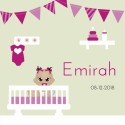 Geboortekaartje Babykamer roze - Arabisch meisje voor