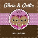 Dubbele cupcake - lichtbruin tweeling meisjes voor