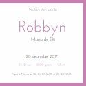 Geboortekaartje roze - meisje met een lichte huidskleur binnen