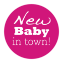 1 vel met 24 sluitstickers - New baby in town! - roze voor