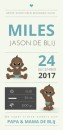 Typografisch geboortekaartje - donkerbruin jongetje voor