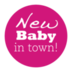 1 vel met 24 sluitstickers - New baby in town! - roze